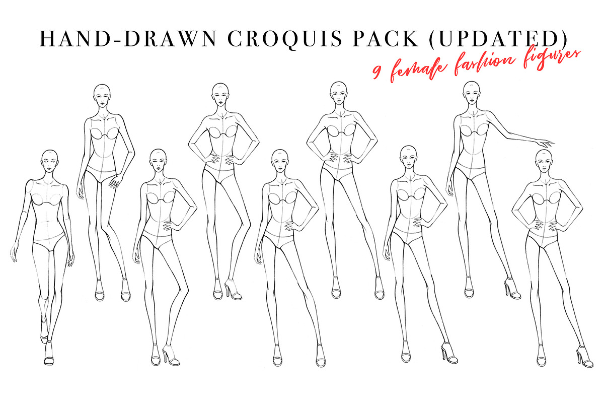 Frontal Fashion Croquis Pack, an Illustration by Art by Lin (Photo 1 of 5)