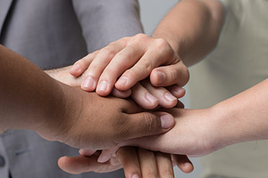 Hands were a collaboration concept o stock photo containing teamwork and team