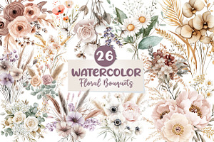Boho Mother's Day Floral Bouquets, an Illustration by CreationArt