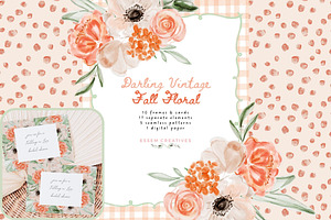 Boho Fall Floral Watercolor Clipart