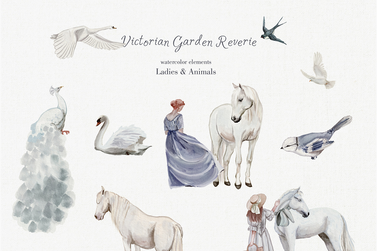 Victorian garden Riverie-summer set, a Decorative Illustration by Amely.Art (Photo 6 of 12)
