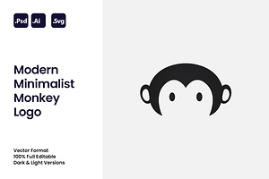Modern Minimalist Monkey Logo, a Branding & Logo Template by Luxury Logos