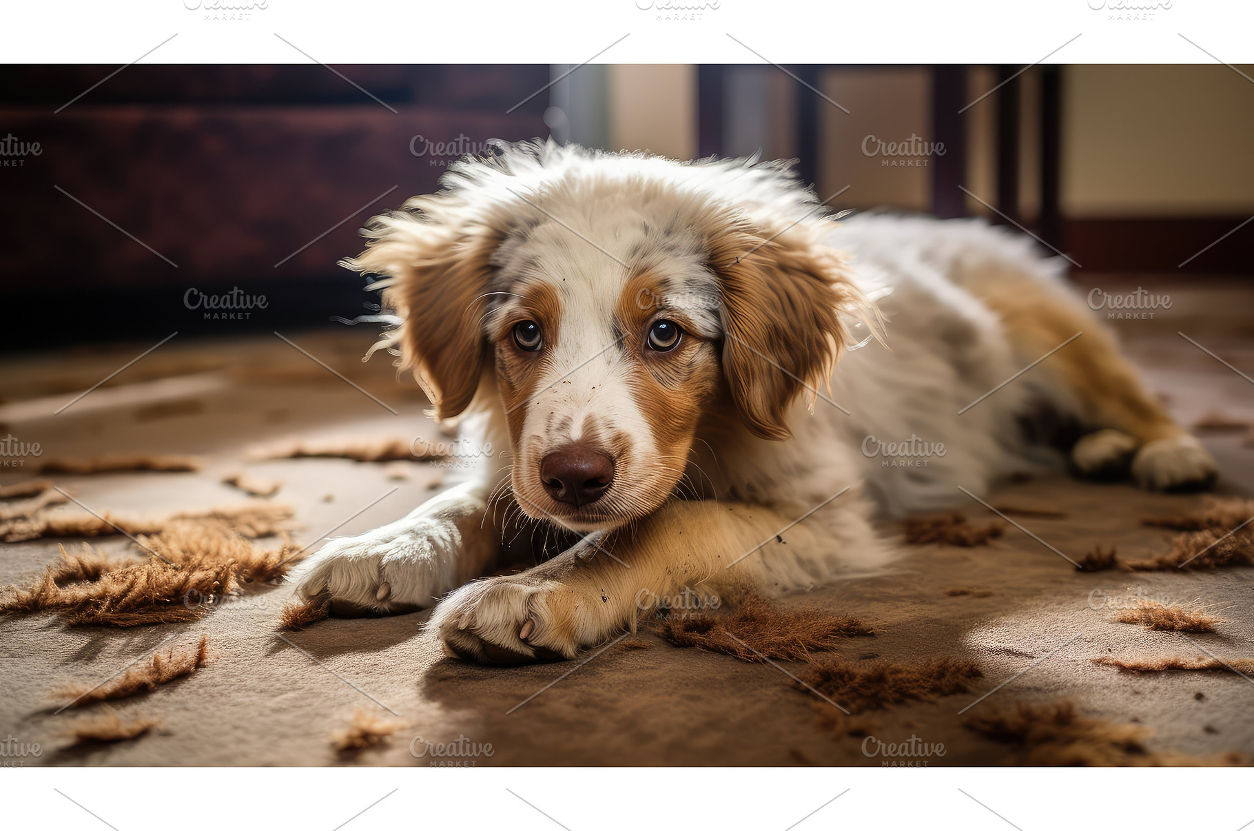 hair dirty carpet dog ai generated, an Animal Photo by pikepicture