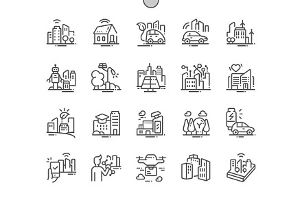 Smart city technology Line Icons, an Outline Icon by Palau