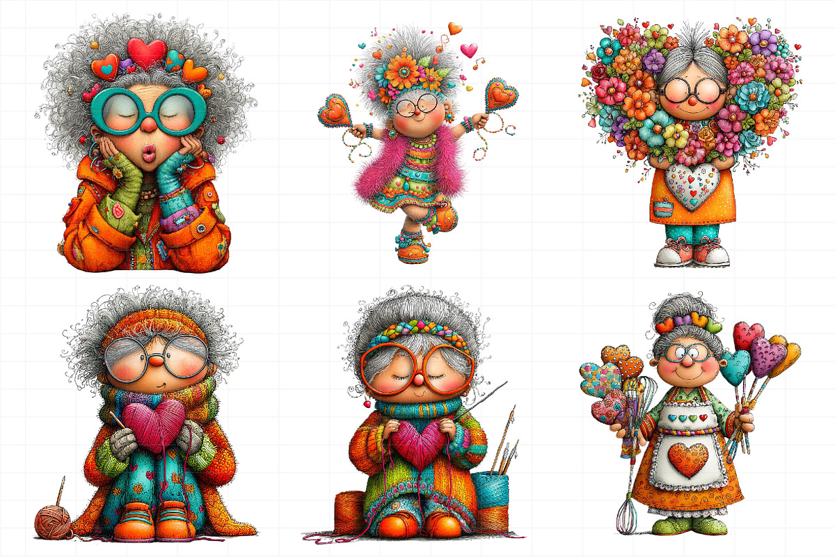 Whimsical Valentines Grandma Clipart, an Illustration by Daily.Designs (Photo 3 of 7)