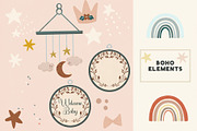 Moon and Stars Boho Nursery Clipart, an Illustration by Bridgett Stahlman Design (Thumbnail 3 of 12)