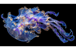 A jellyfish with intricate detailing, an Animal Photo by ZinetroN