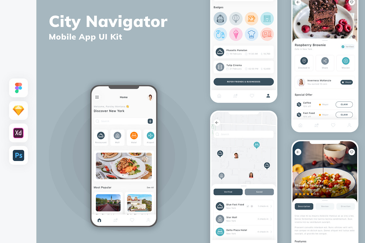 City Navigator Mobile App UI Kit, an UI Kit Template by uicube