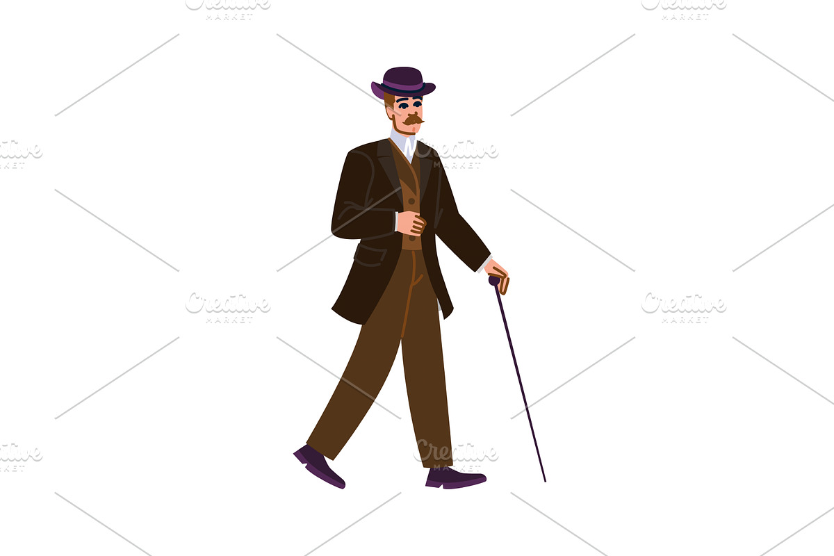 Elegant gentleman walking with a, an Object Illustration by pikepicture