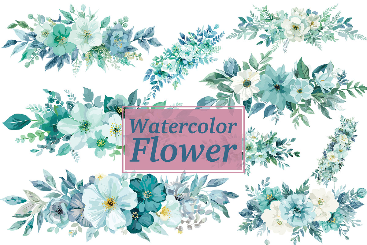 Elegant Blue Watercolor Blooms, an Illustration by Amazin_art (Photo 11 of 11)