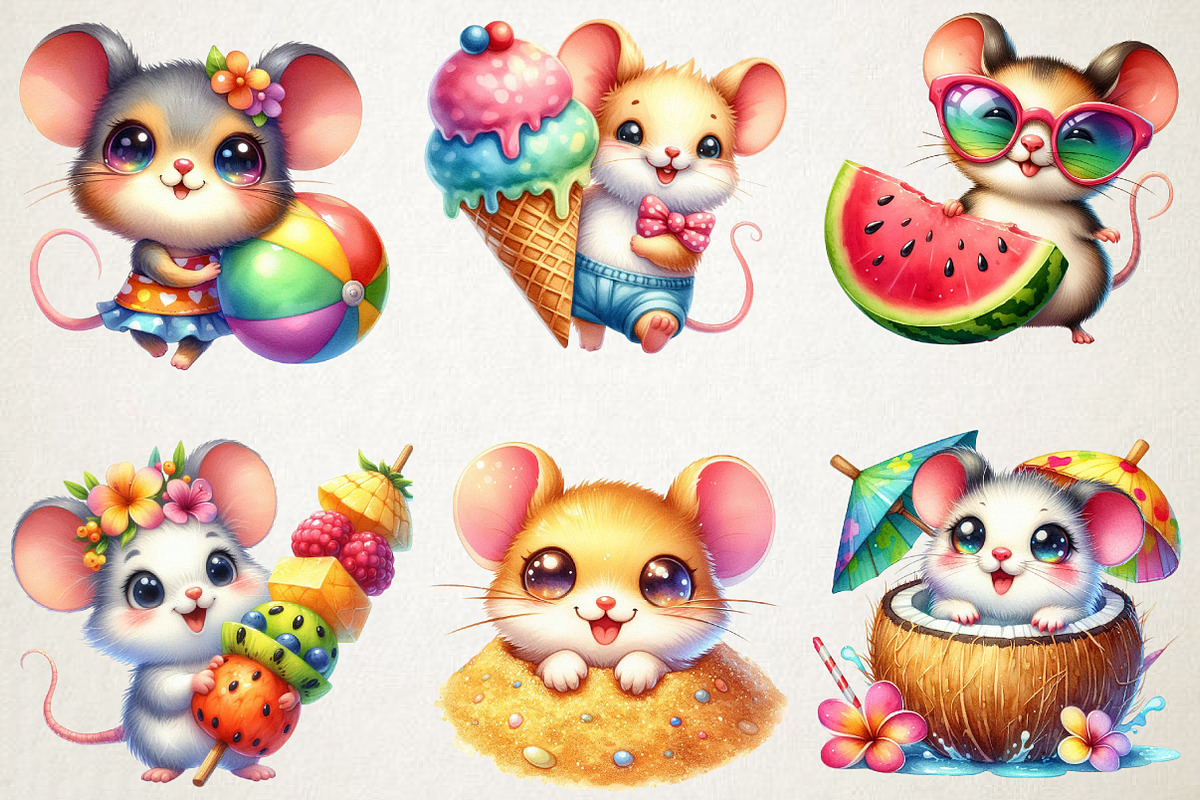 Cute Summer Mouse PNG Clipart, an Animal Illustration by RobertsArt (Photo 4 of 7)