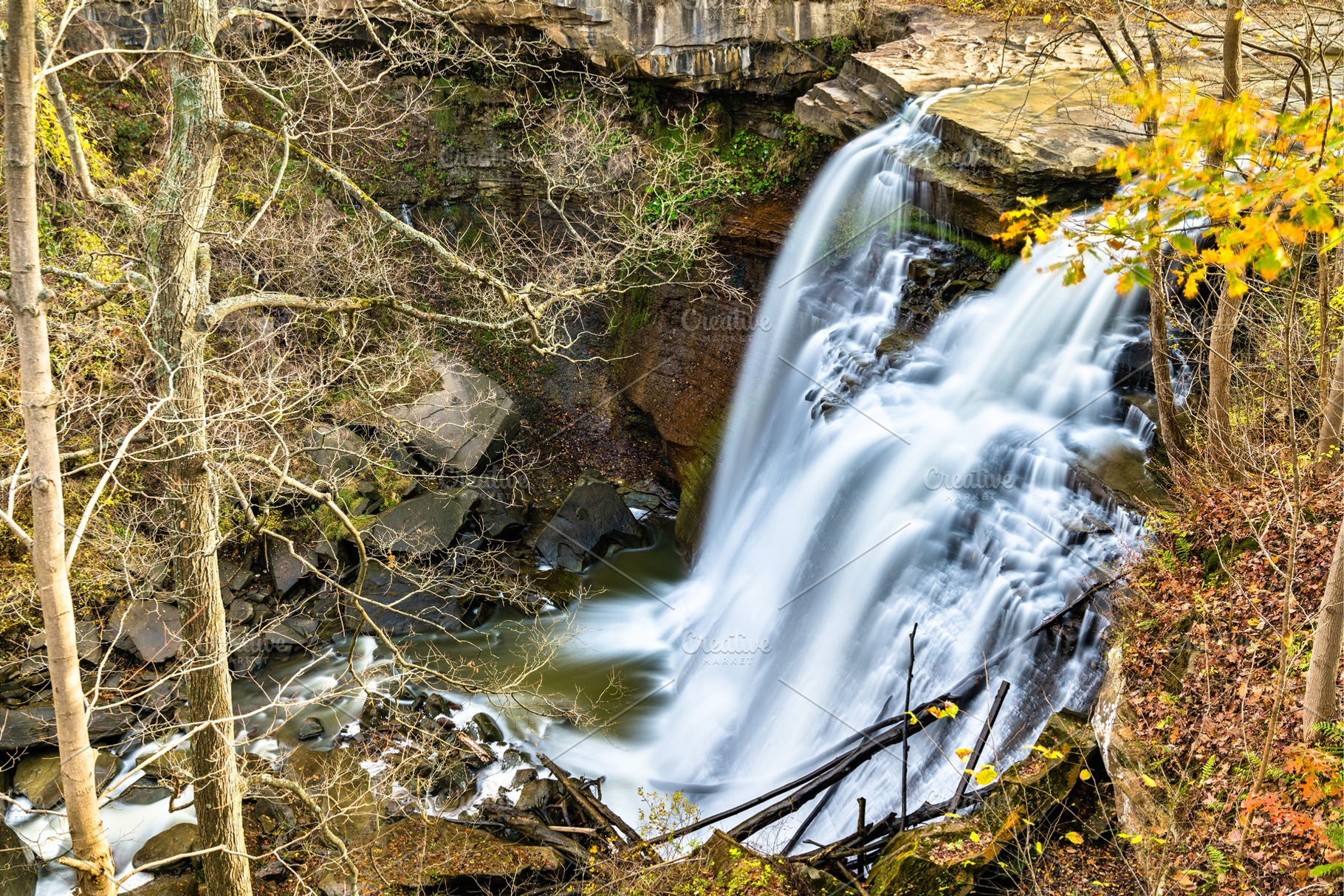 Breandywine falls at cuyahoga valley containing waterfall, ohio, and, a Nature Photo by Leonid Andronov