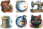 Groovy Halloween Sewing Clipart, an Illustration by Designking (Thumbnail 2 of 4)