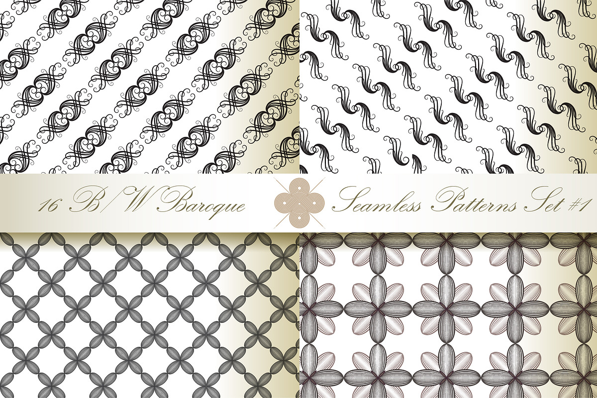 16 B&W Seamless Baroque Florals #1, a Pattern Graphic by Patternalized (Photo 3 of 5)
