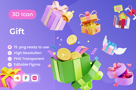 Gift 3D Illustration, an Object 3D Model by Vektora Studio