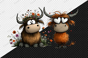 Whimsical Highland Cow Clipart, an Illustration by Creative Art (Thumbnail 10 of 10)