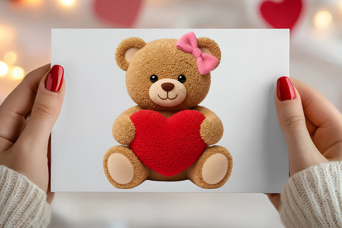 Faux Yarn Valentine's Day Teddy Bear, an Illustration by Canvas Craft (Photo 6 of 6)