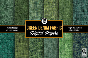 Green Denim Texture Digital Papers, a Texture Graphic by Creative Store