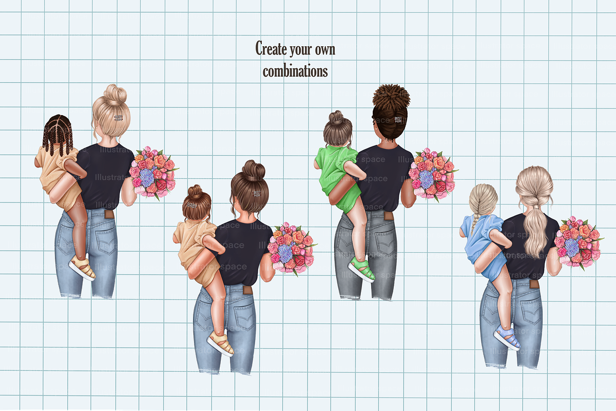 Best Mom clipart Mother daughter, an Illustration by Illustrator Space (Photo 8 of 9)