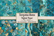 Turquoise Stone Digital Paper, a Texture Illustration by DreamPrint404 (Thumbnail 1 of 7)