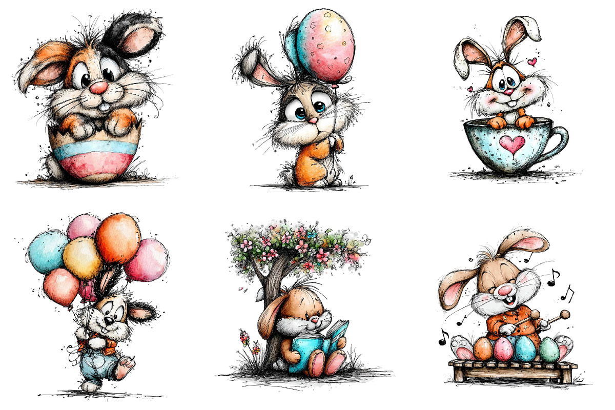 Whimsical Easter Bunny Clipart, an Illustration by Dream Creation (Photo 6 of 6)