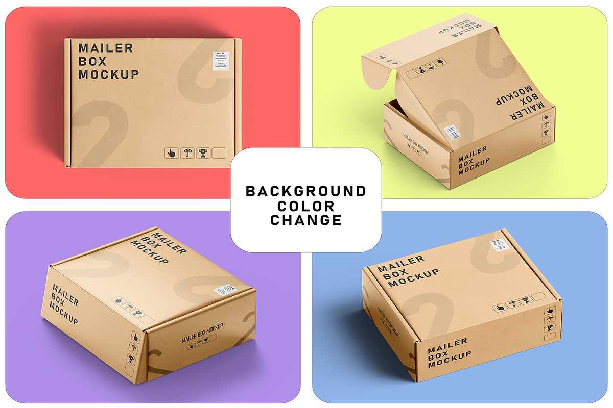 Square Kraft Mailer Box Mockup Set, a Packaging Mockup by pixelmock (Photo 18 of 19)