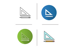 Triangular Ruler With Pencil Icon