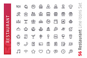 Restaurant Line Icons Set, an Outline Icon by Voysla's Shop (Thumbnail 2 of 4)