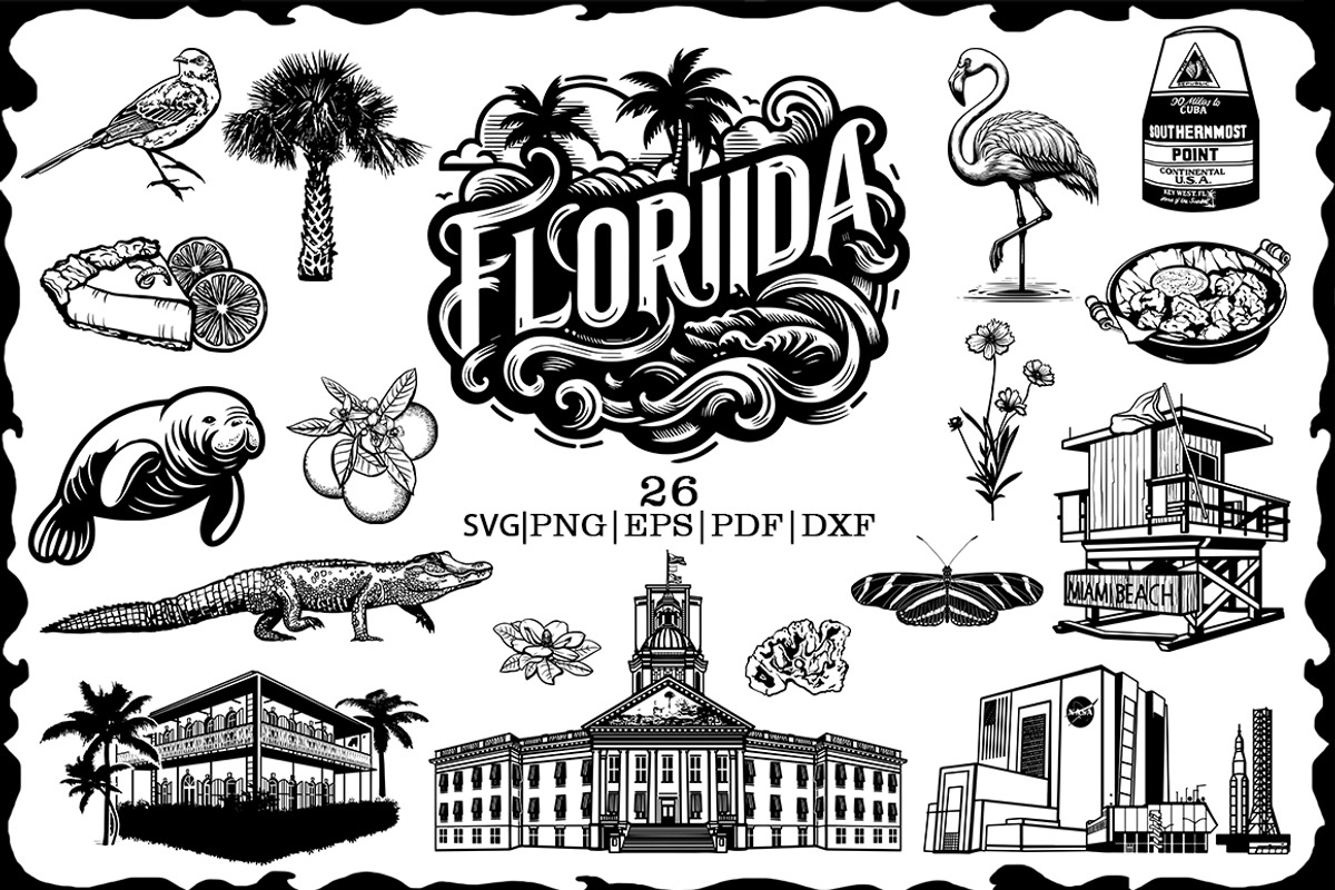 Florida state vector clipart, an Illustration by FITALARTSNEDIGI (Photo 1 of 10)