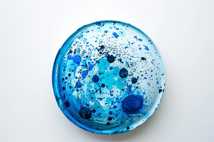 The circular plate features an artis, a Photo by Tanuart