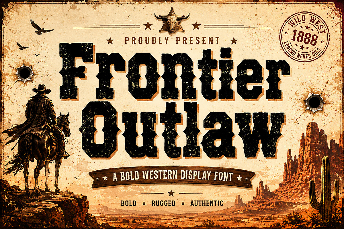 Frontier Outlaw, a Slab Serif Font by Wow Magic (Photo 2 of 5)