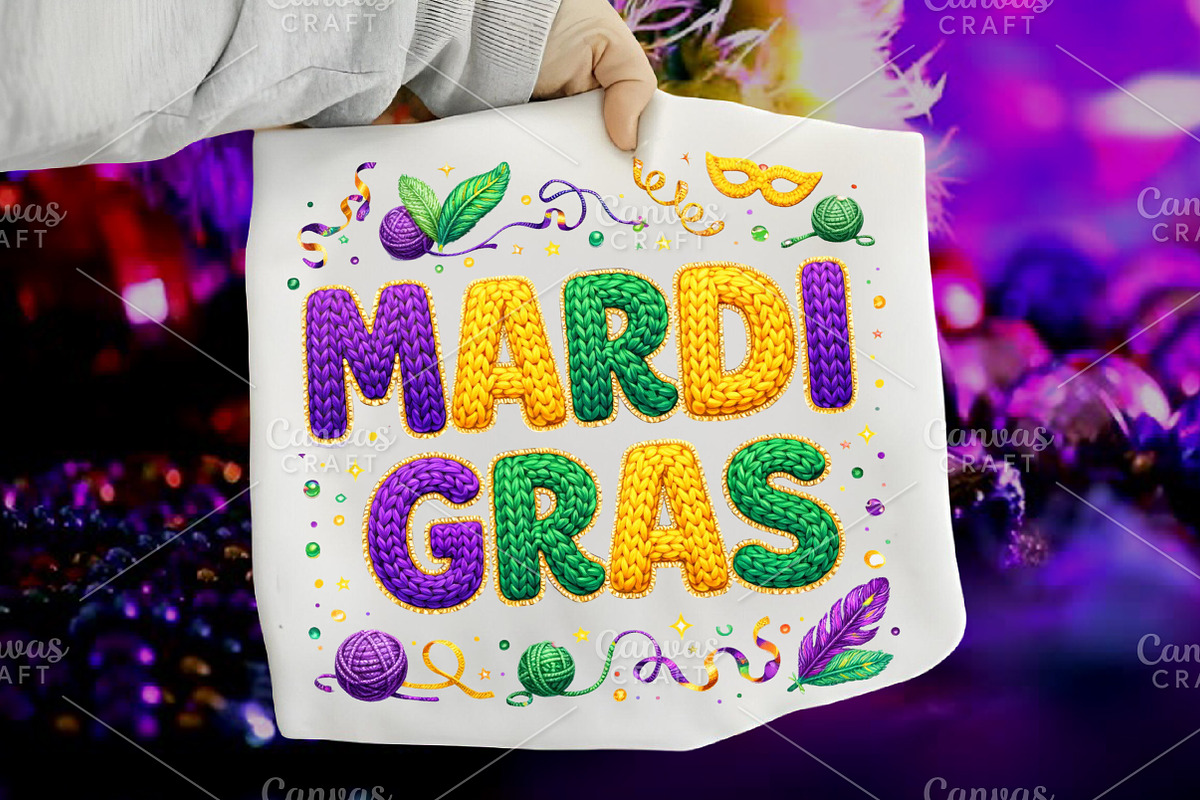 Faux Yarn Mardi Gras PNG, an Illustration by Canvas Craft (Photo 1 of 6)