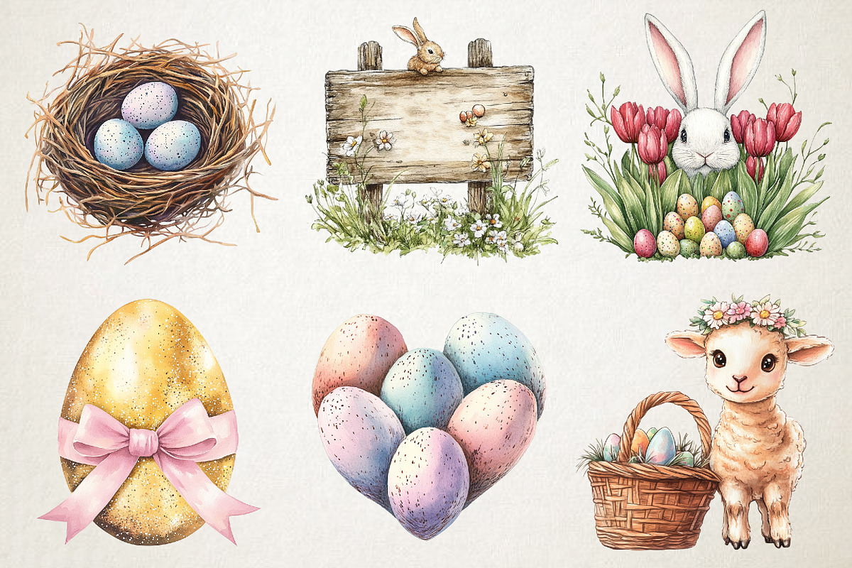 Pastel Easter Egg Hunt Clipart, an Illustration by RobertsArt (Photo 2 of 5)