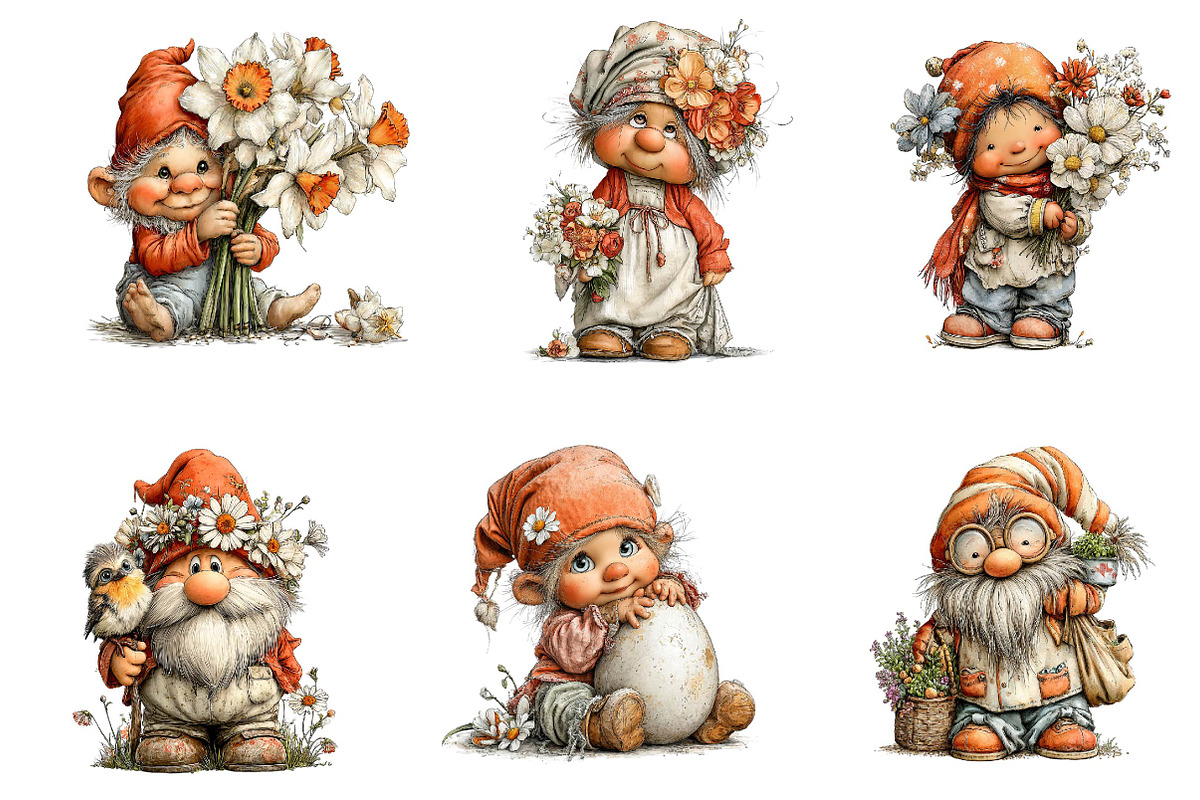 Whimsical Easter Gnome Clipart, an Illustration by CreationArt (Photo 5 of 7)