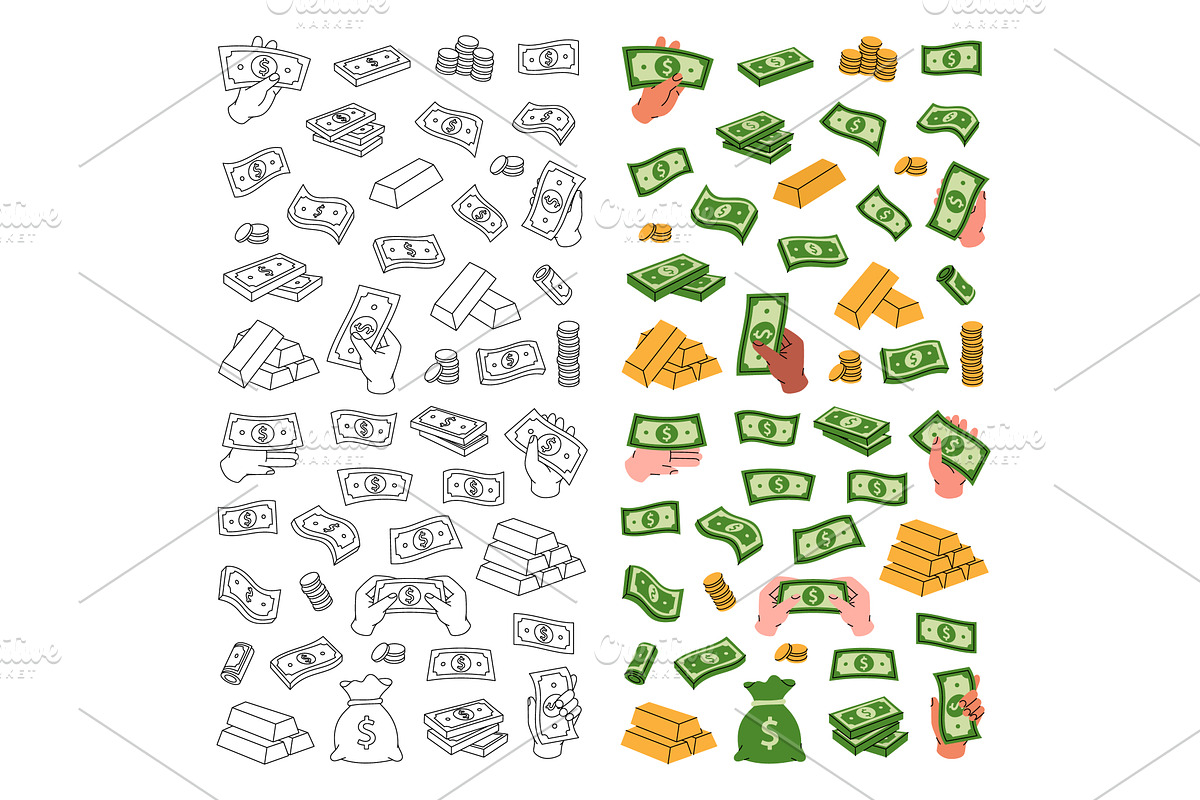 Money in vertical banner. Flying, a Finance Illustration by GraphiShop