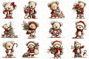 Christmas Teddy Bear Clipart, a Seasonal Illustration by Black Bird Studio (Thumbnail 3 of 7)
