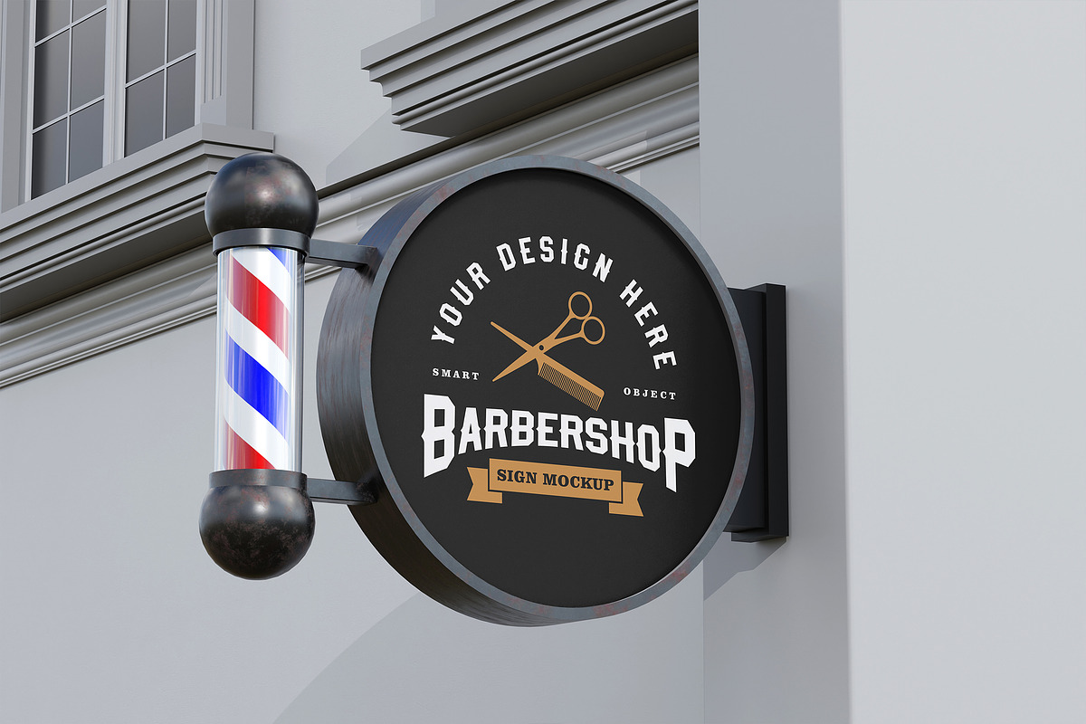Barbershop Sign Mockup, an Advertising Mockup by Artlogs (Photo 1 of 5)