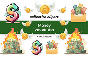 Watercolor Money & Graffiti Vector, a Finance Illustration by InkyQueenArt (Thumbnail 1 of 5)