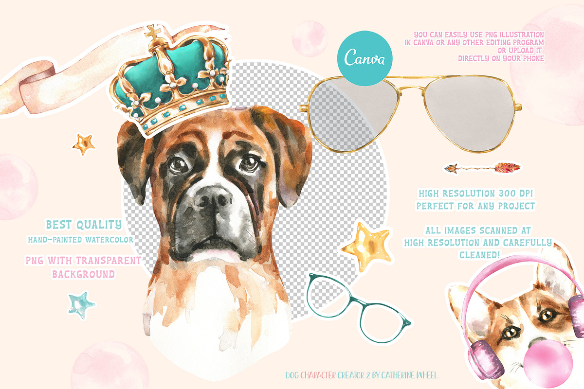 SALE Dog Character Creator Animal, an Animal Illustration by Catherine Wheel (Photo 7 of 14)
