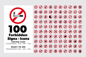 100 Forbidden Signs - Icons