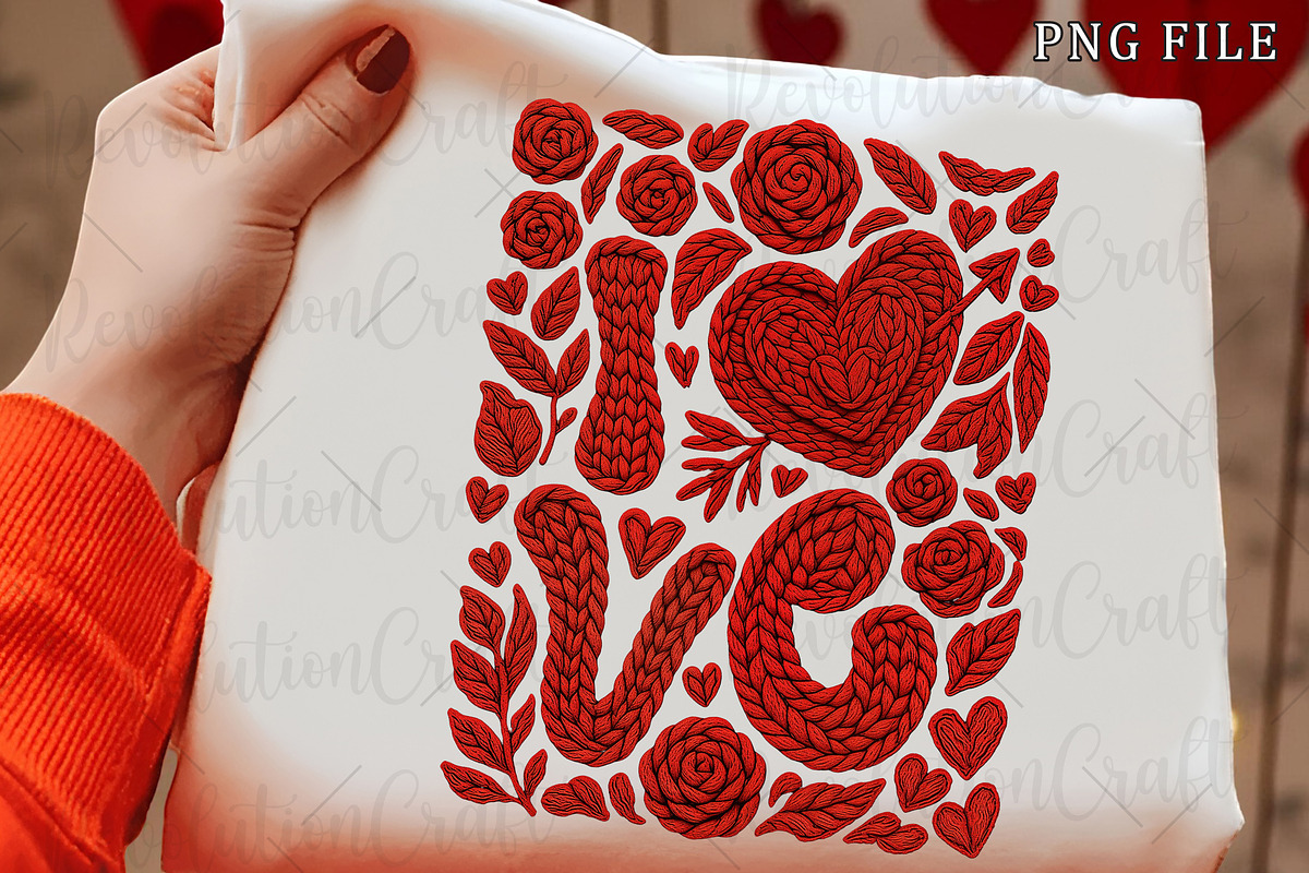 Crochet Valentines Love Floral Png, an Illustration by OK Design (Photo 3 of 6)