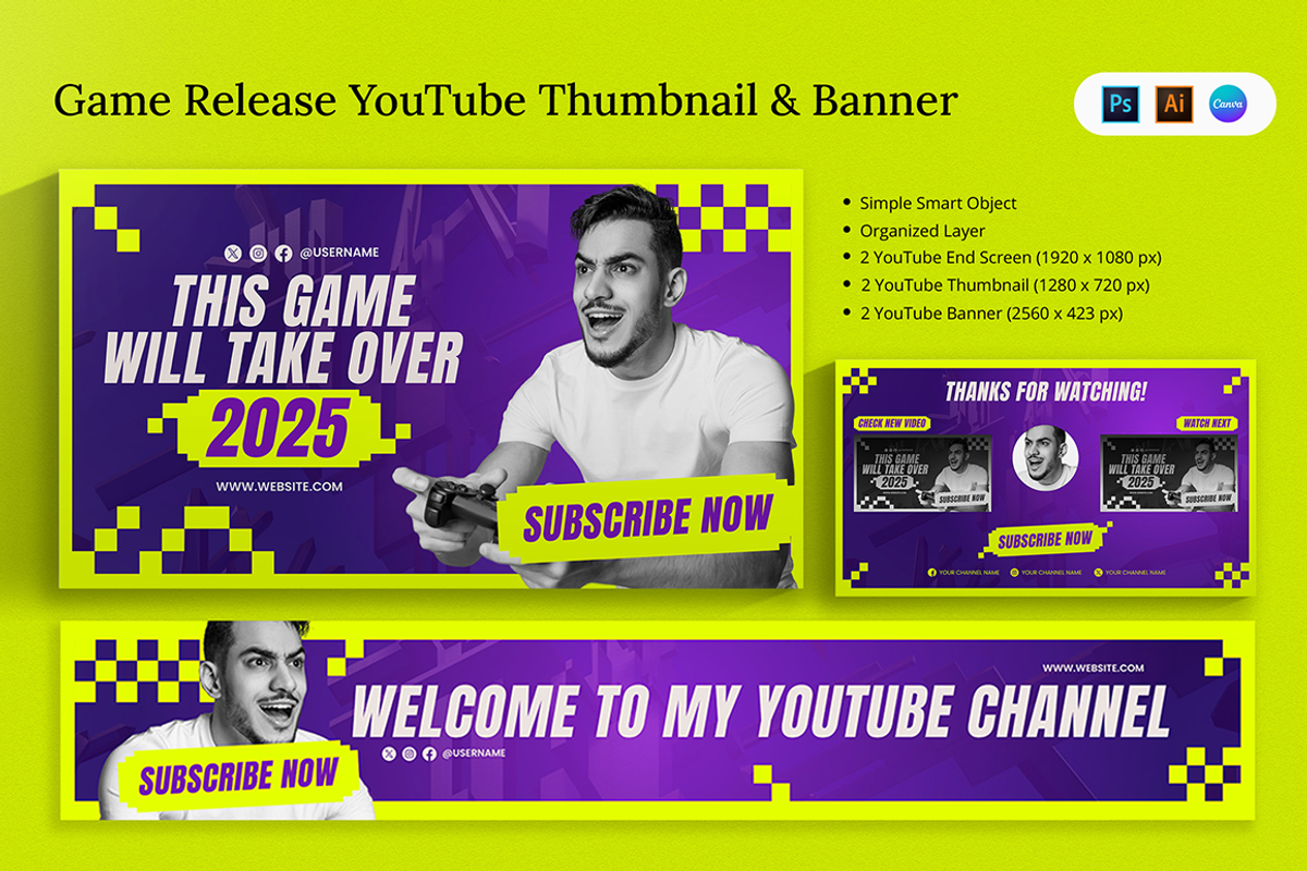 New Game Release Youtube Thumbnail &, a Social Media Template by Attype (Photo 1 of 5)