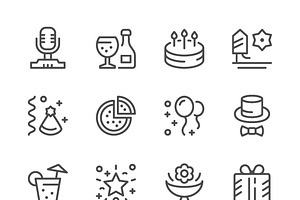 Set line icons of party, an Outline Icon by motorama