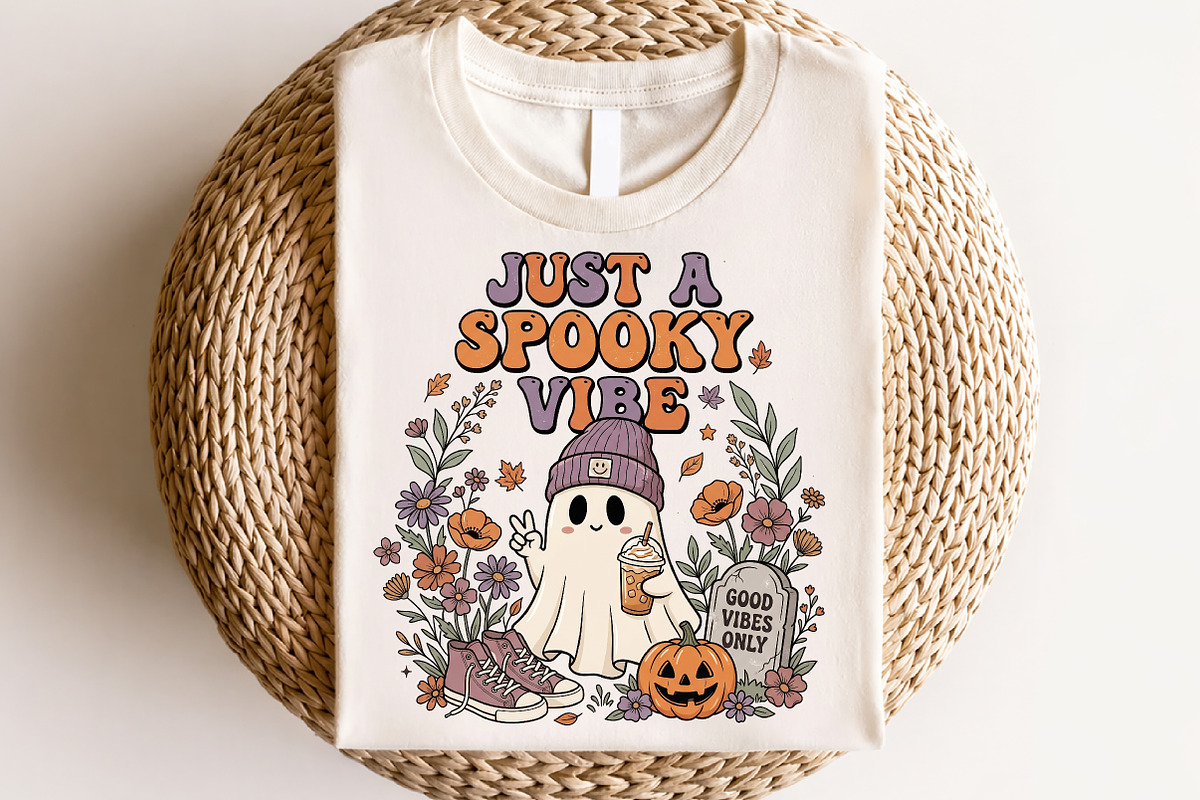 Vintage Spooky Vibe Halloween Ghost, a Seasonal Illustration by CraftArtStudio (Photo 4 of 4)