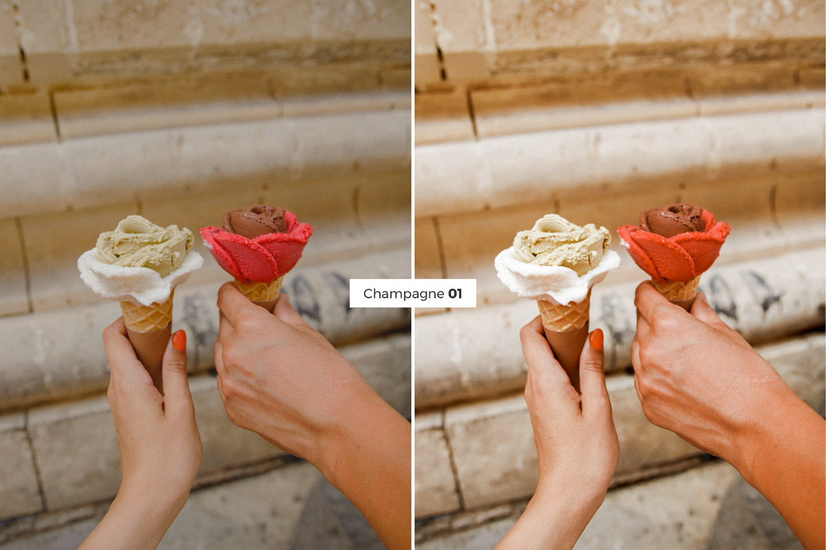 4 Lightroom Presets CHAMPAGNE, an Action Add-On by Graace Studio (Photo 5 of 8)
