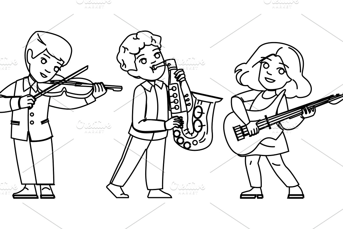 boy music education kid vector, a Person Illustration by pikepicture
