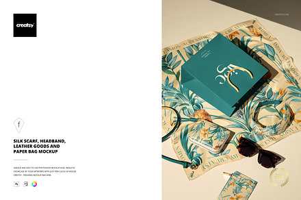 Scarf Headband Paper Bag Mockup, a Mask Mockup by creatsy5