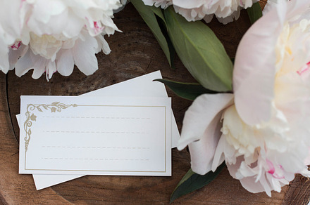 Card mockup with peonies, an Arts & Entertainment Photo by Arymer