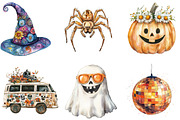 Groovy Retro Halloween Clipart, a Work Illustration by cherrydesign (Thumbnail 3 of 3)