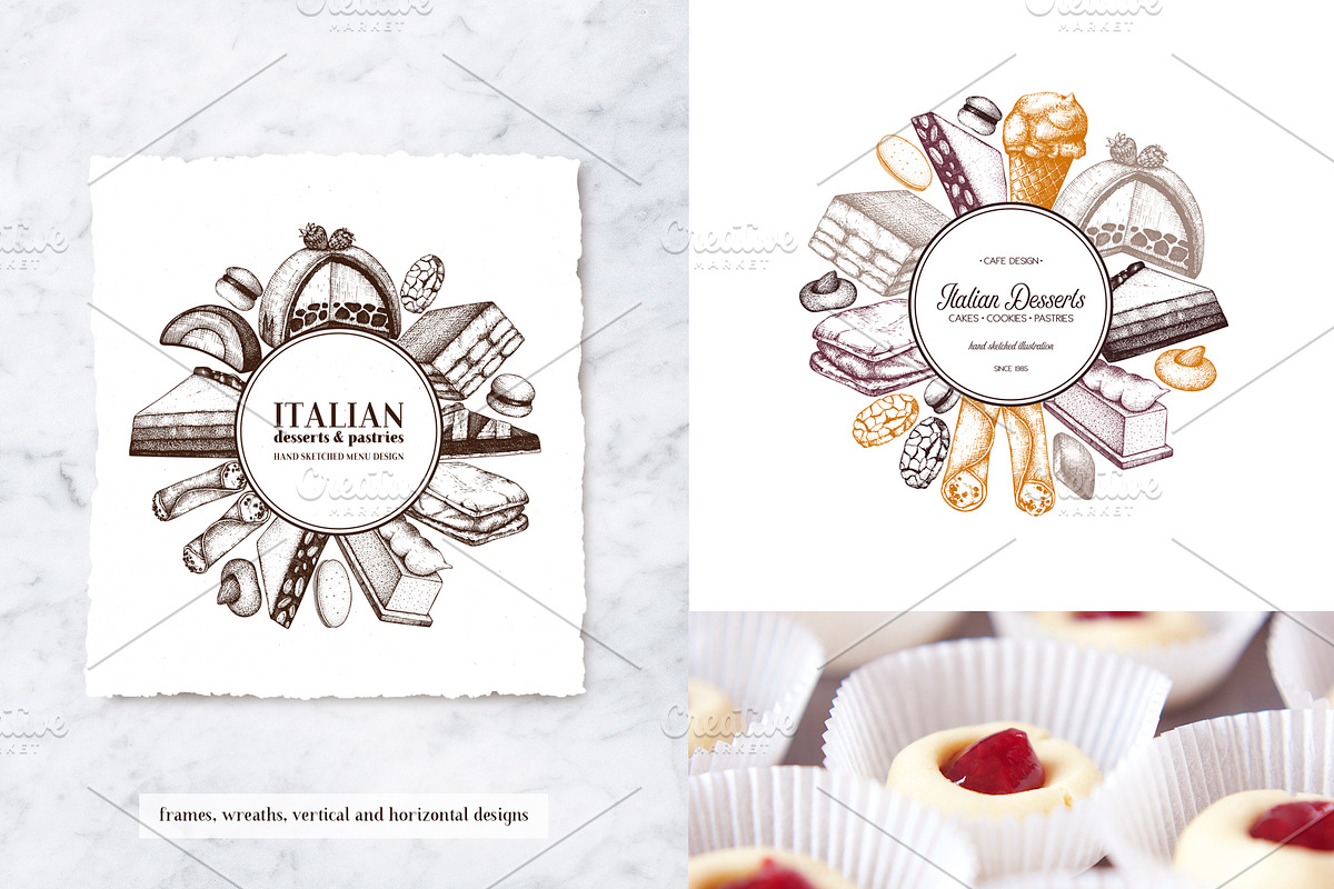 Italian Desserts. Pastries Sketches, a Food Illustration by Yevheniia (Photo 4 of 10)